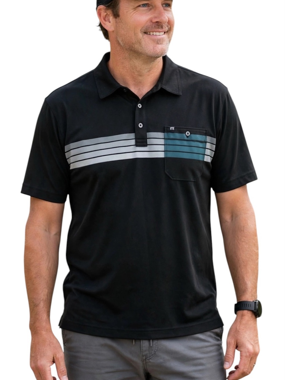 Travis Mathew Fear of Flying Polo Shirt w/contrast Patch Pocket Large
